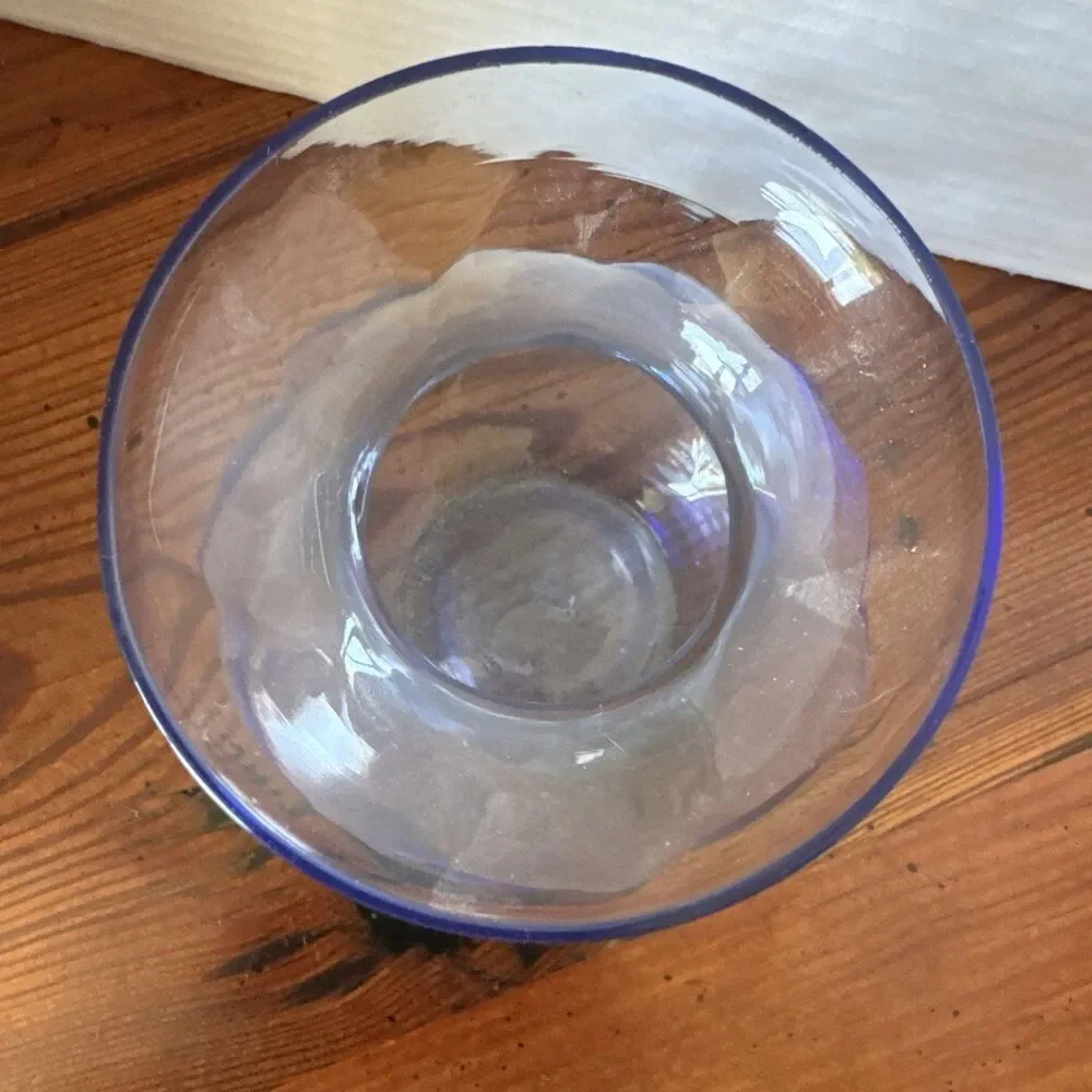 Hand Blown Artisan Bud Vase Swirl With Gorgeous Deep Rich Blue